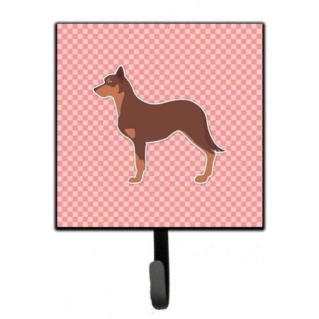 Jensendistributionservices Australian Kelpie Dog Checkerboard Pink Leash or Key Holder MI2100746